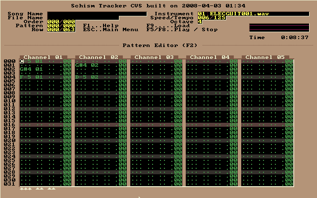 Schism : Patterns editor